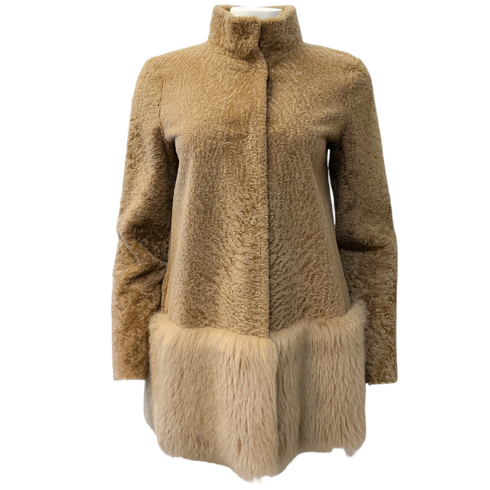 Barneys New York Beige Lamb Shearling Jacket