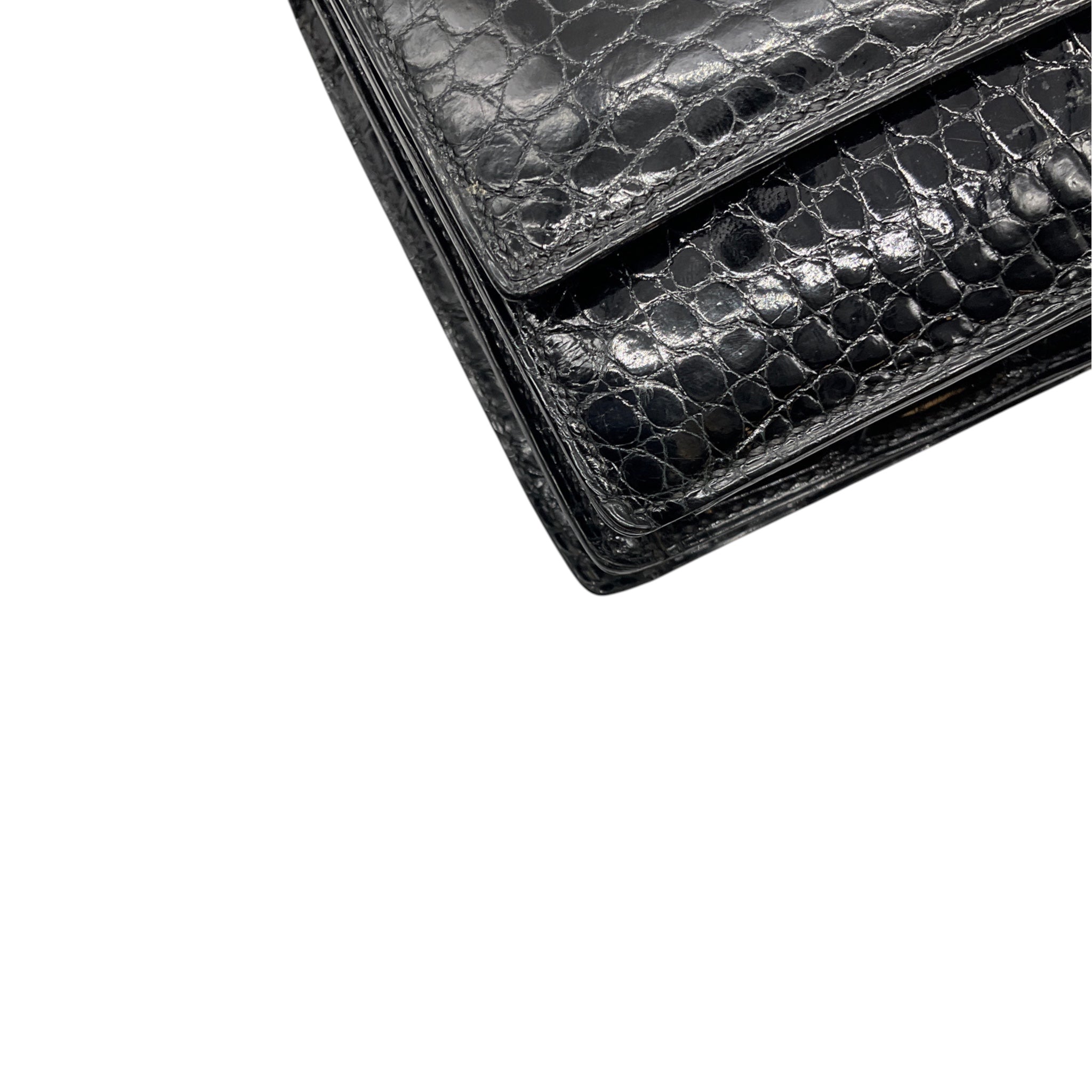 Hermes Rare Vintage Black Crocodile Skin Leather Lido Shoulder Bag