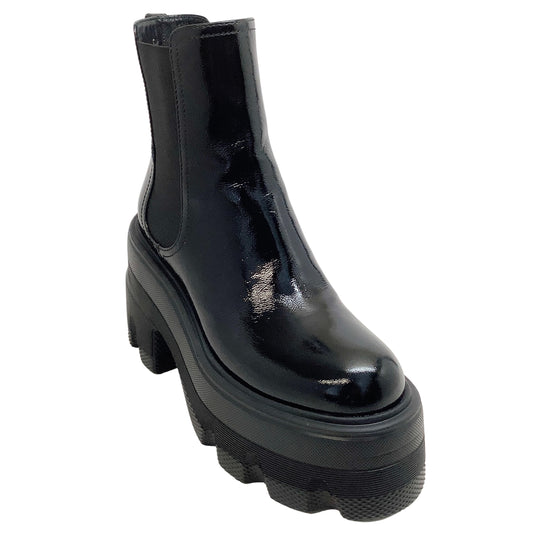 Casadei Black Patent Leather Thunderdome Platform Boots