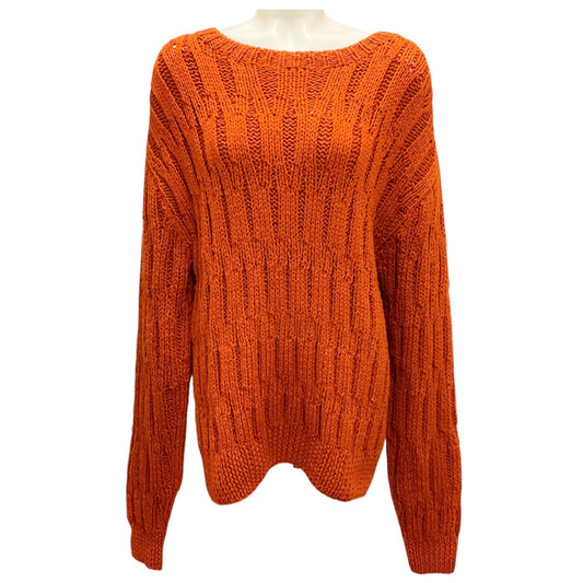 The Elder Statesman Burnt Orange Cotton and Wool Knit Sweater