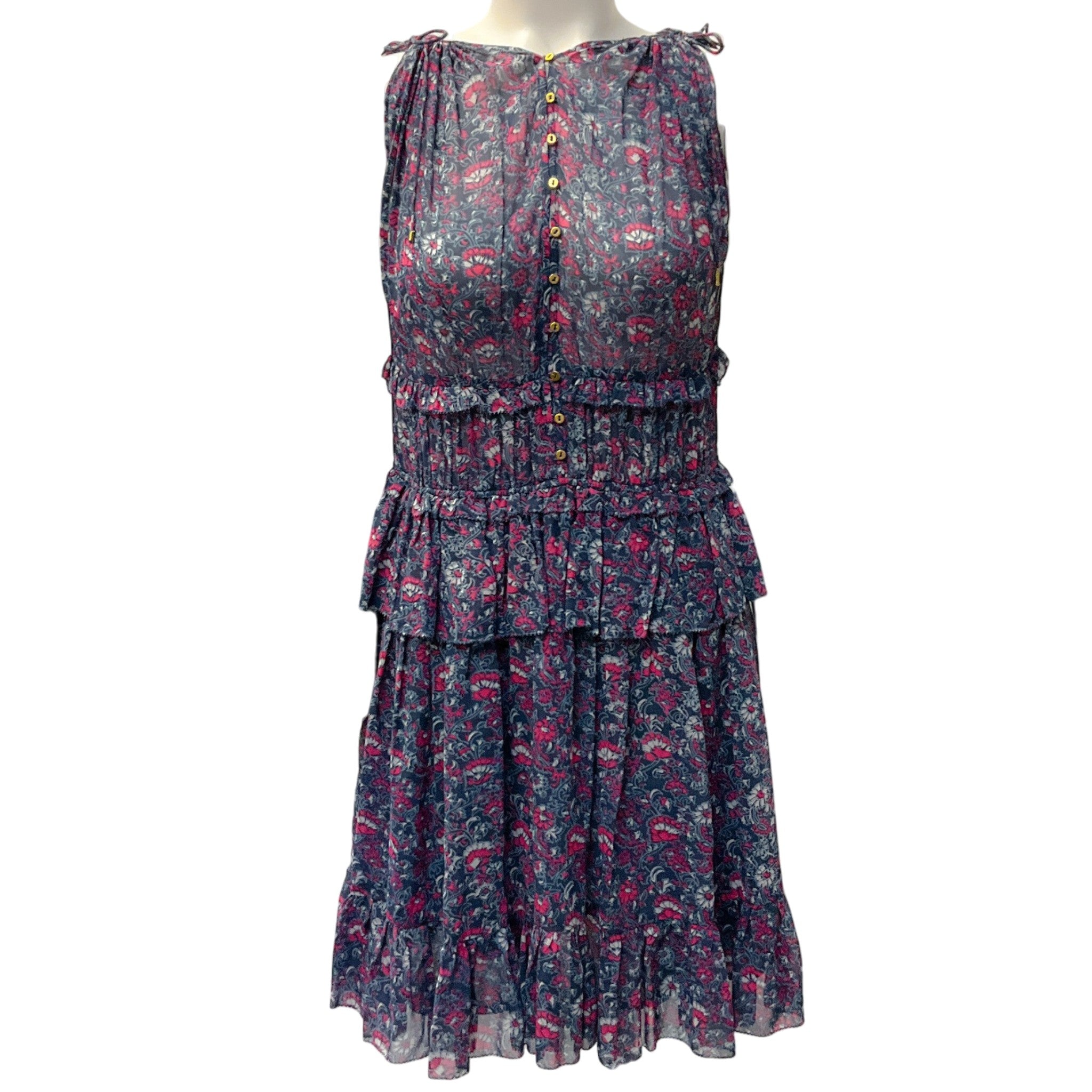 Ulla Johnson Blue / Pink Ditsy Floral Silk Dress
