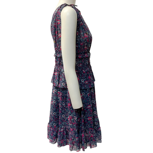 Ulla Johnson Blue / Pink Ditsy Floral Silk Dress