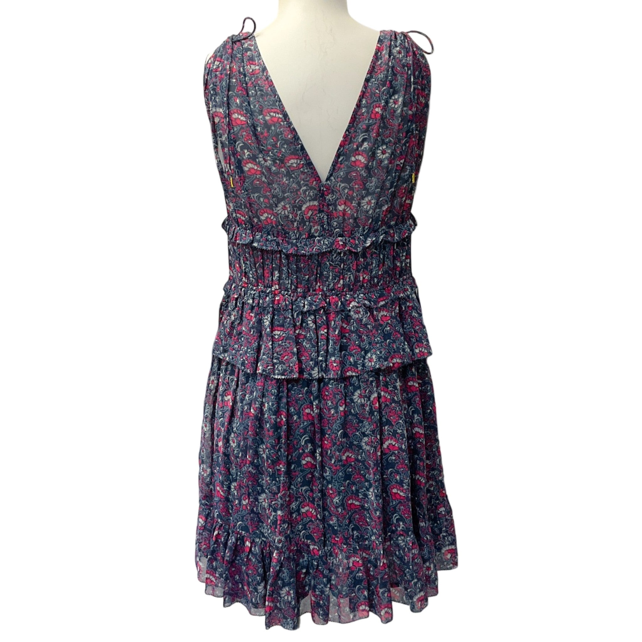 Ulla Johnson Blue / Pink Ditsy Floral Silk Dress