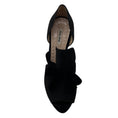 Load image into Gallery viewer, Miu Miu Black Open Toe Suede Heels with Velvet Bow
