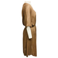 Load image into Gallery viewer, Brunello Cucinelli Taupe Sequined Linen and Silk Knit Dress with Slip
