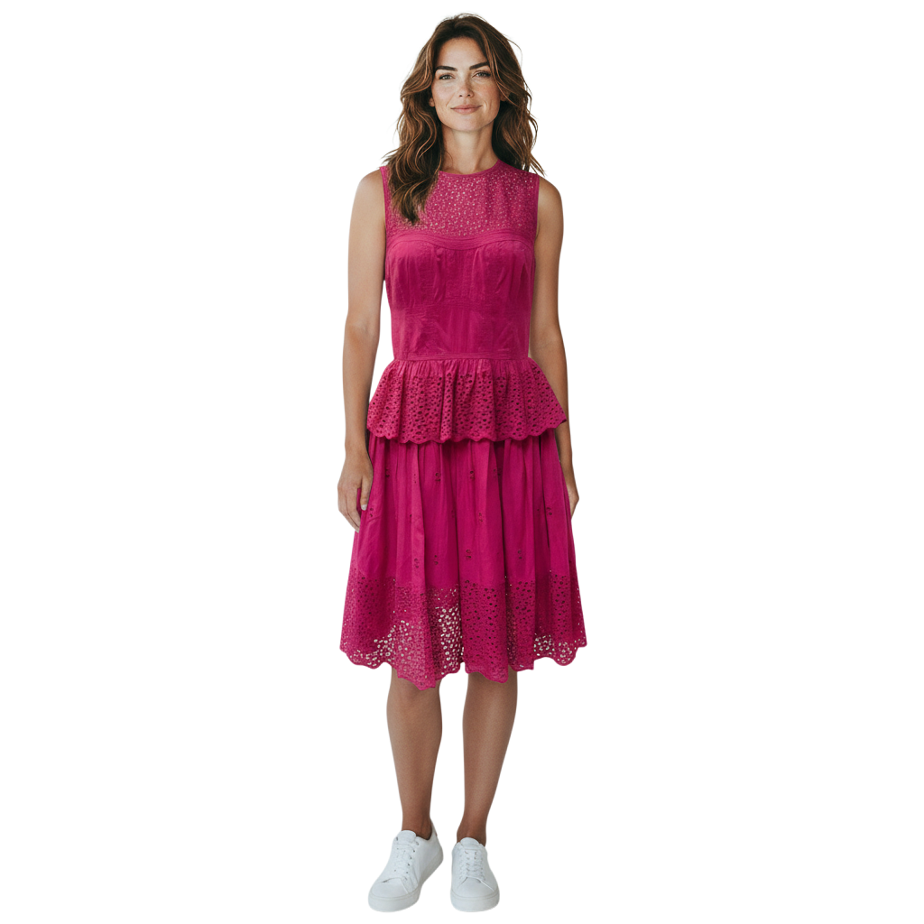 Ulla Johnson Magenta Ruby Eyelet Jessa Dress