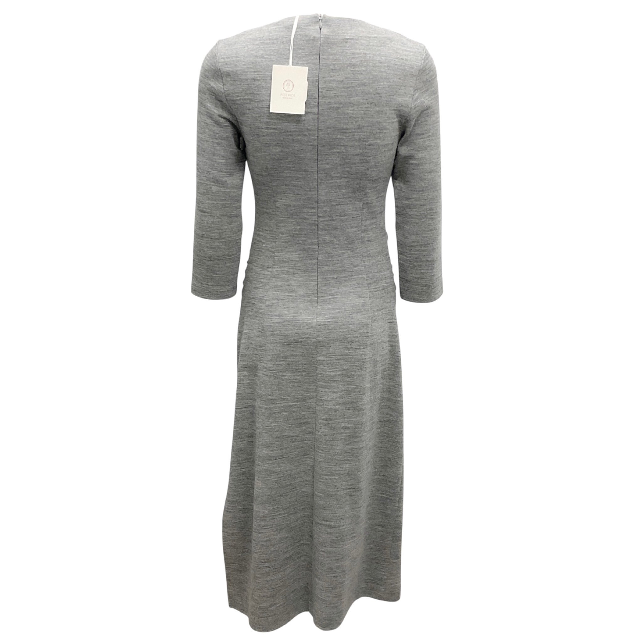 Peserico Grey Fluid Cotton Wool Jersey Dress