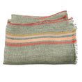 Load image into Gallery viewer, Loro Piana Green / Coral Fringed Flax and Silk Large Scarf
