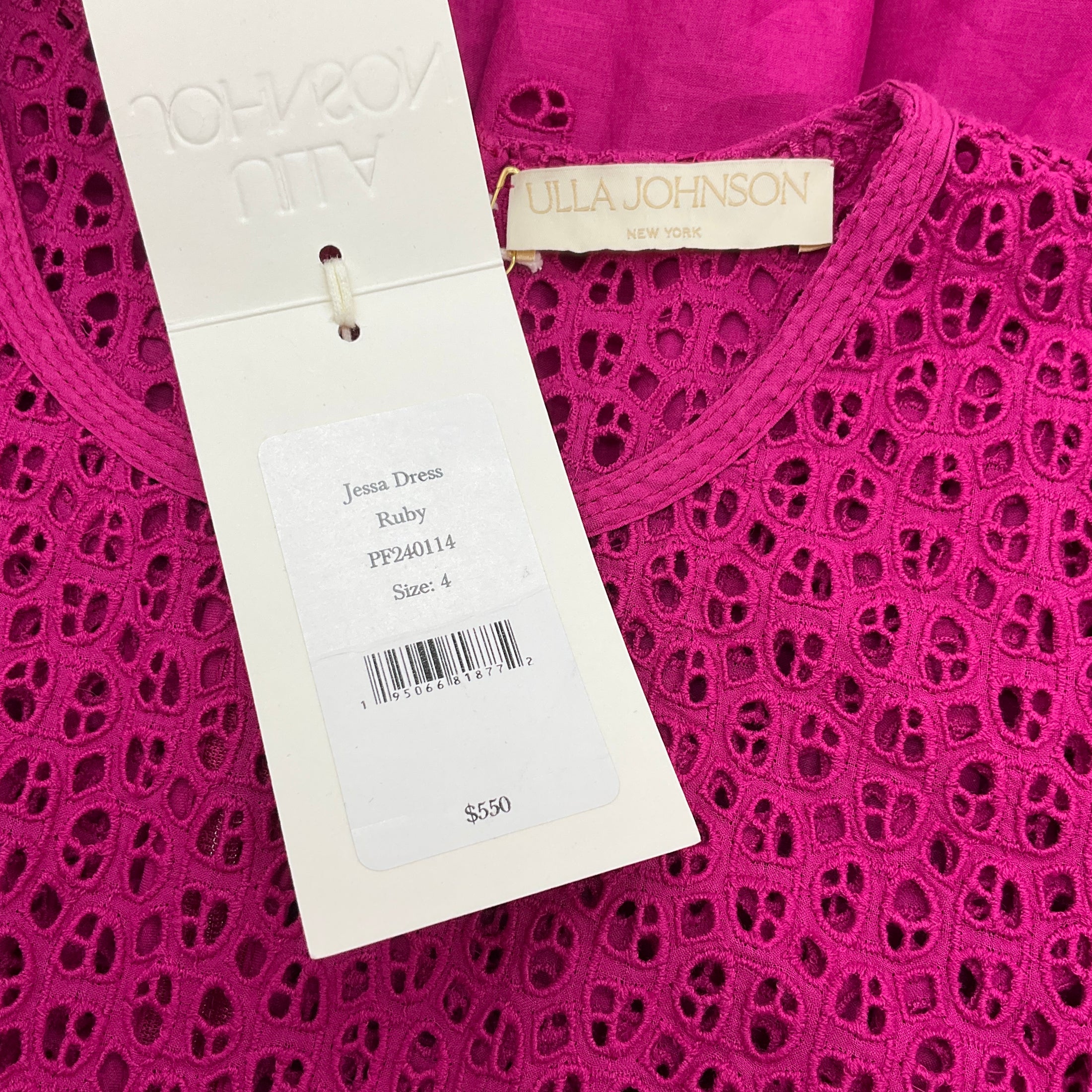 Ulla Johnson Magenta Ruby Eyelet Jessa Dress