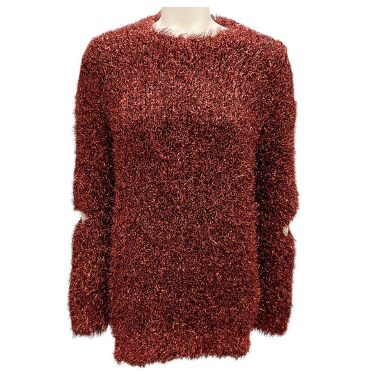 Stella McCartney Copper Metallic Knit Tinsel Opalescent Crewneck Sweater
