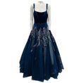 Load image into Gallery viewer, Mac Duggal Navy Blue Embellished Satin and Mesh Tulle Gown
