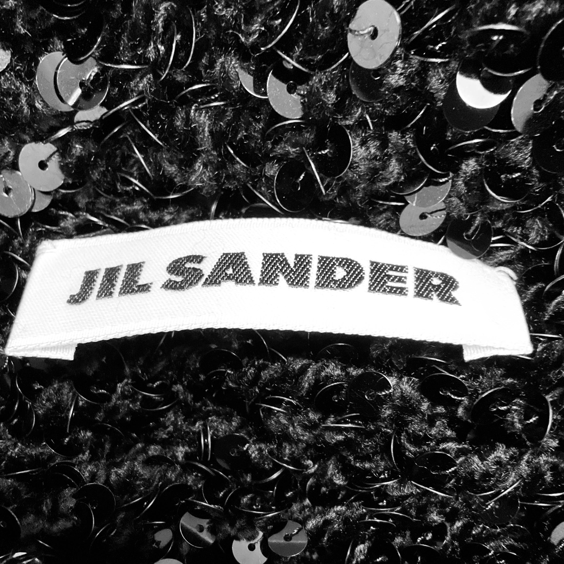 Jil Sander Black Sequined Open Hand Knit Jumper