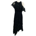 Load image into Gallery viewer, Zimmermann Black Floral Embroidered Sheer Silk Chiffon Asymmetric Midi Dress
