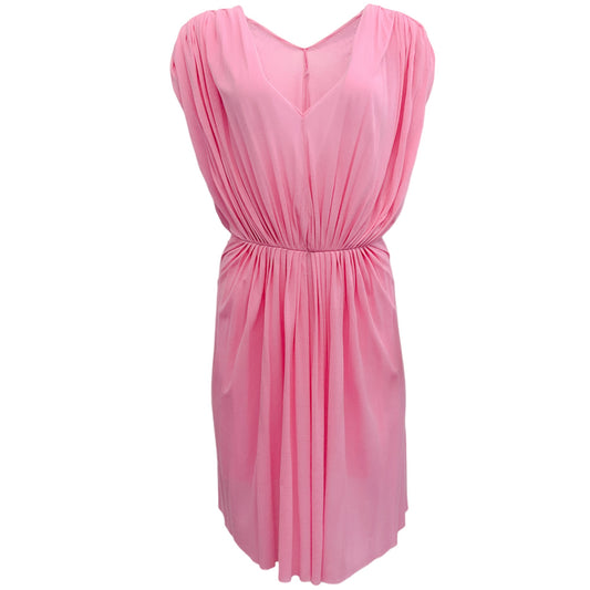 Rick Owens Pop Pink Draped Cut Out Shoulder Dress