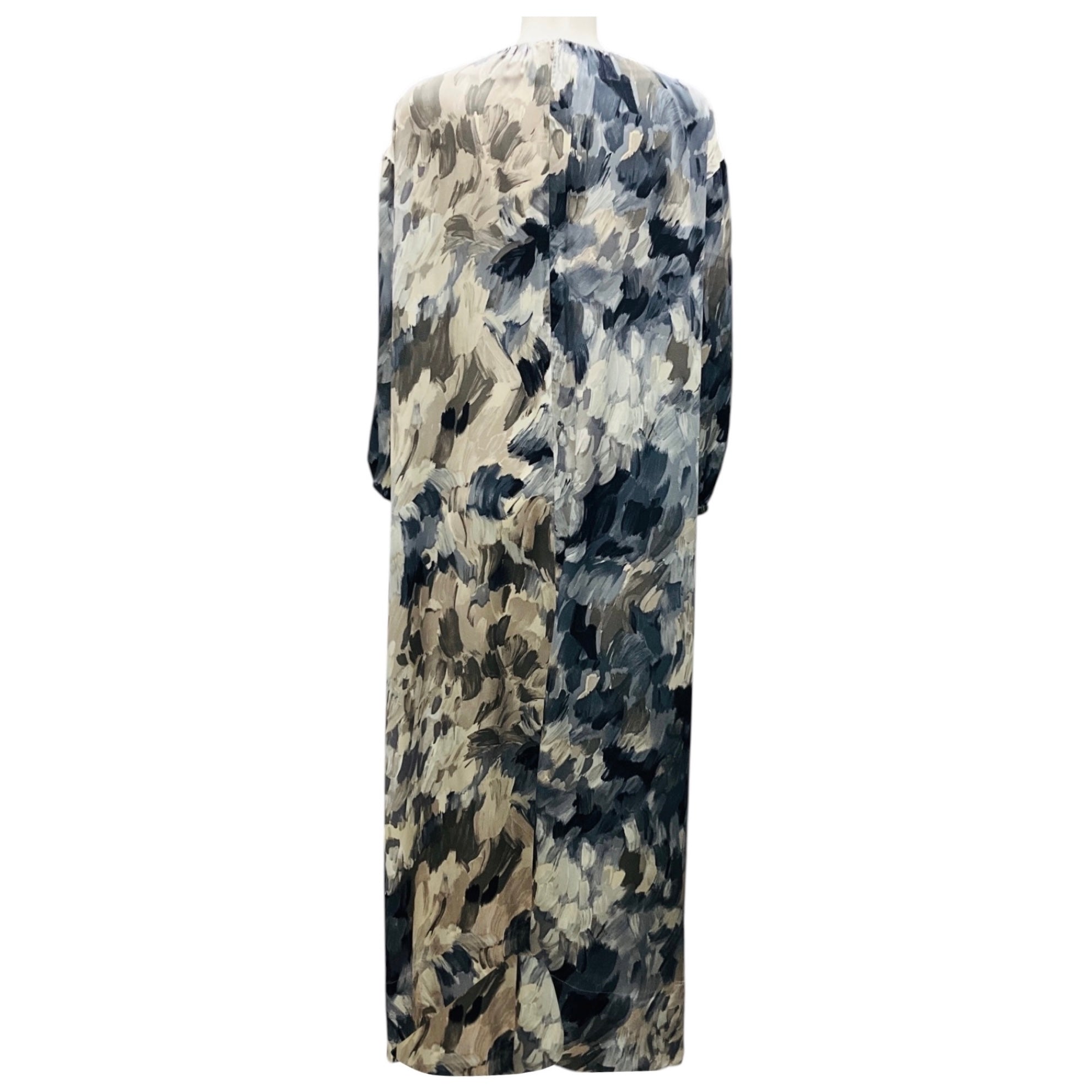 Co Slate Blue / Grey Printed Silk Maxi Dress