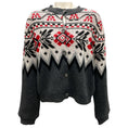 Load image into Gallery viewer, Magda Butrym Charcoal Grey / Red Multi Fairisle Knit Cardigan Sweater
