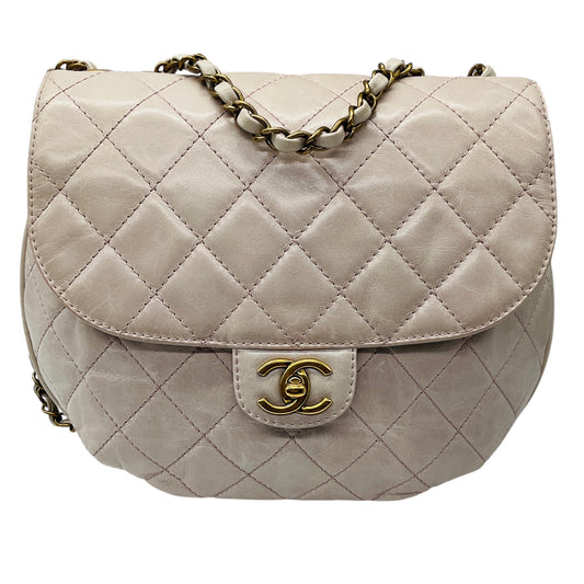 Chanel Light Lilac Quilted Aged Leather Bubble Flap Handbag