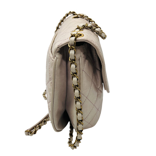 Chanel Light Lilac Quilted Aged Leather Bubble Flap Handbag
