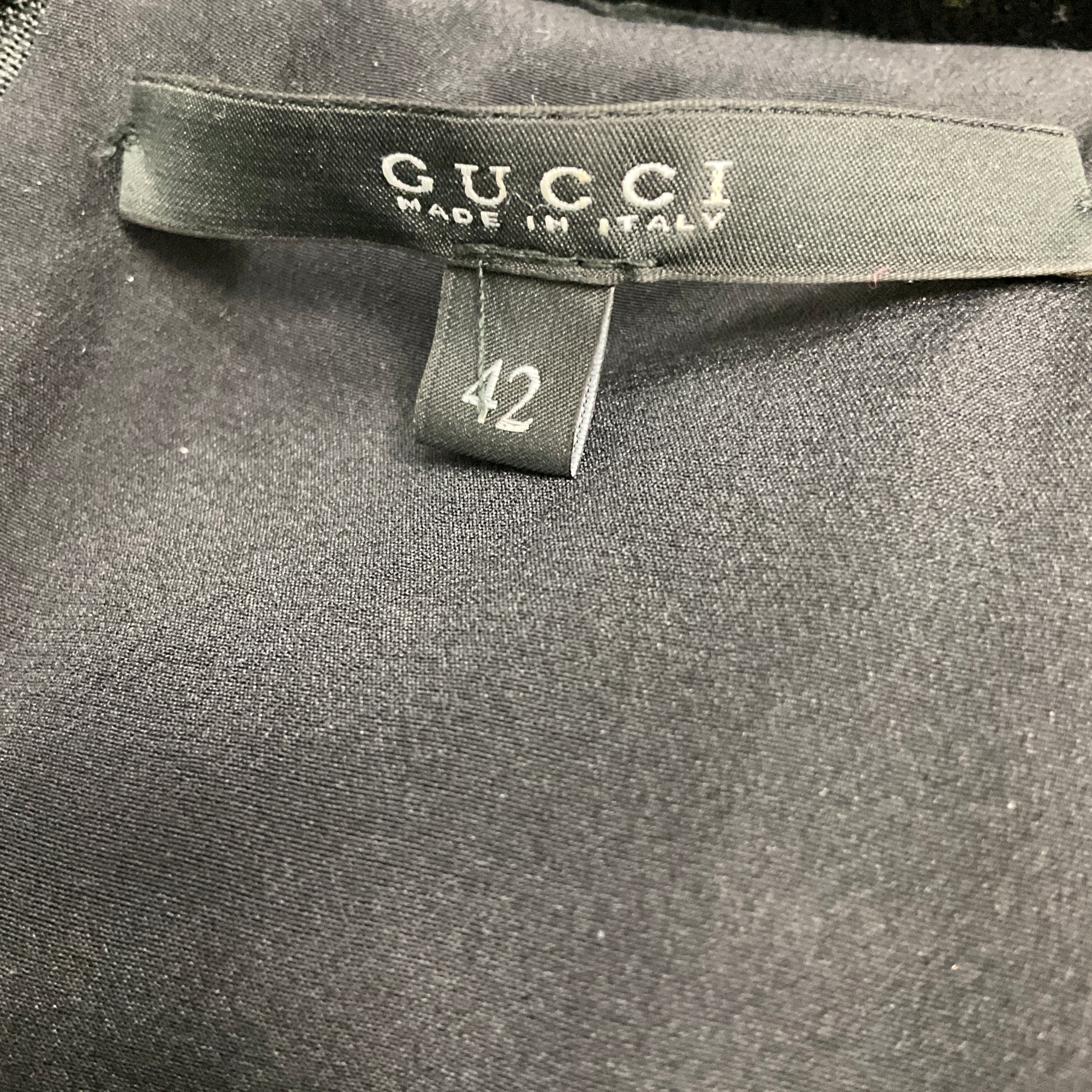 Gucci Navy / Black Brocade and Velvet Cocktail Dress