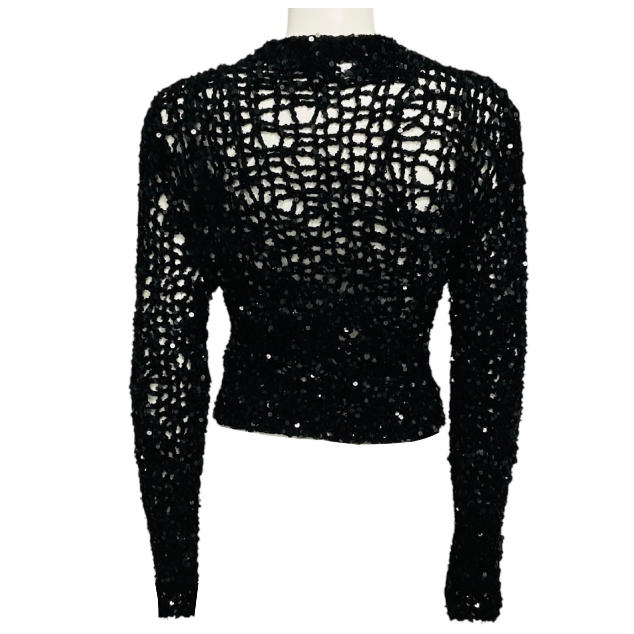 Jil Sander Black Sequined Open Hand Knit Jumper