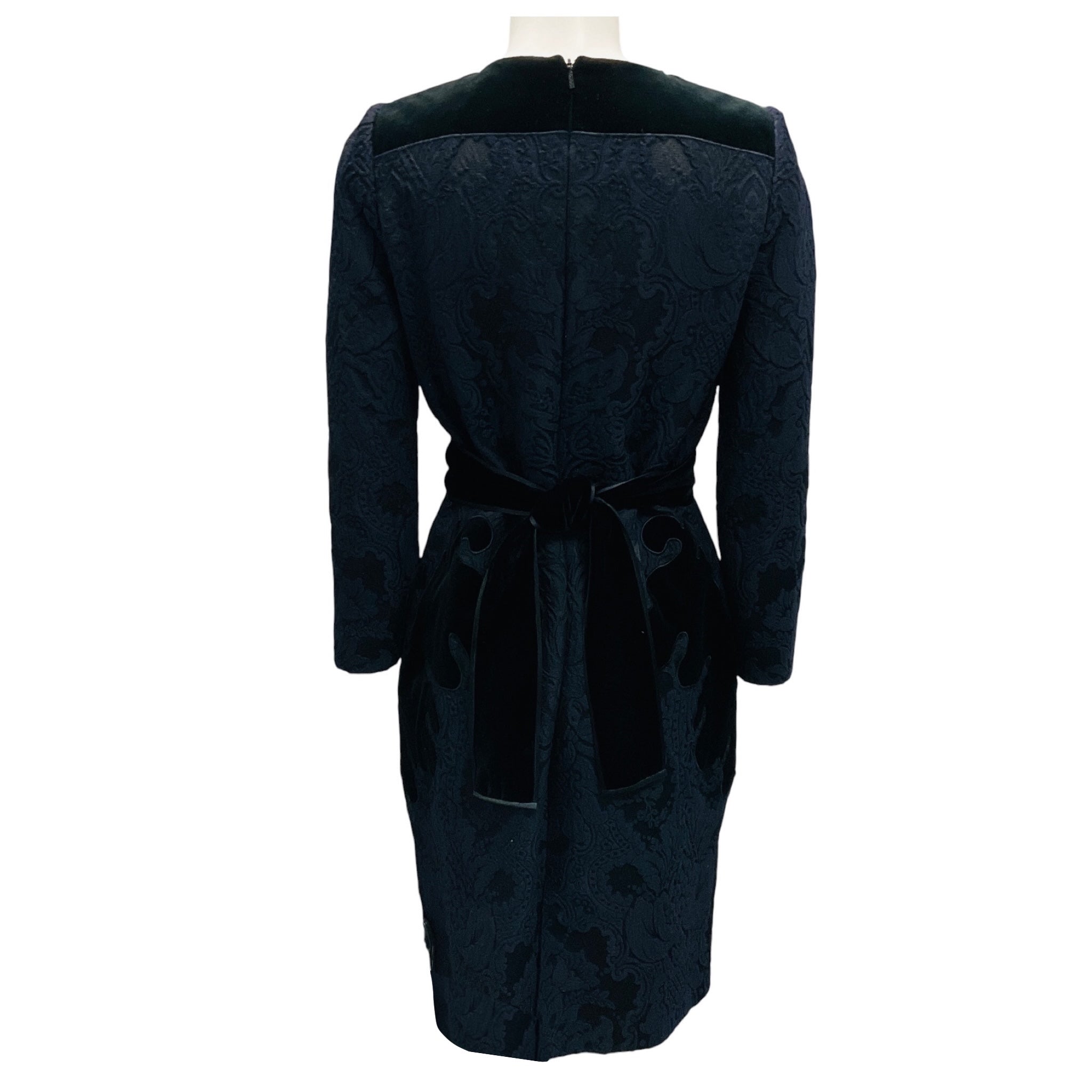 Gucci Navy / Black Brocade and Velvet Cocktail Dress
