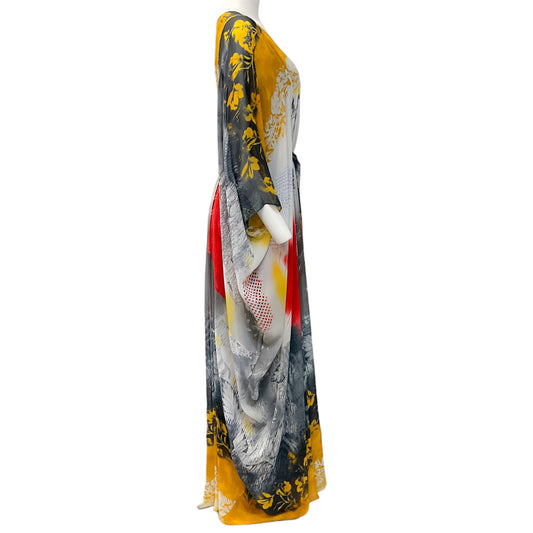 Etro Mustard / Charcoal Multi Print Maxi Kaftan