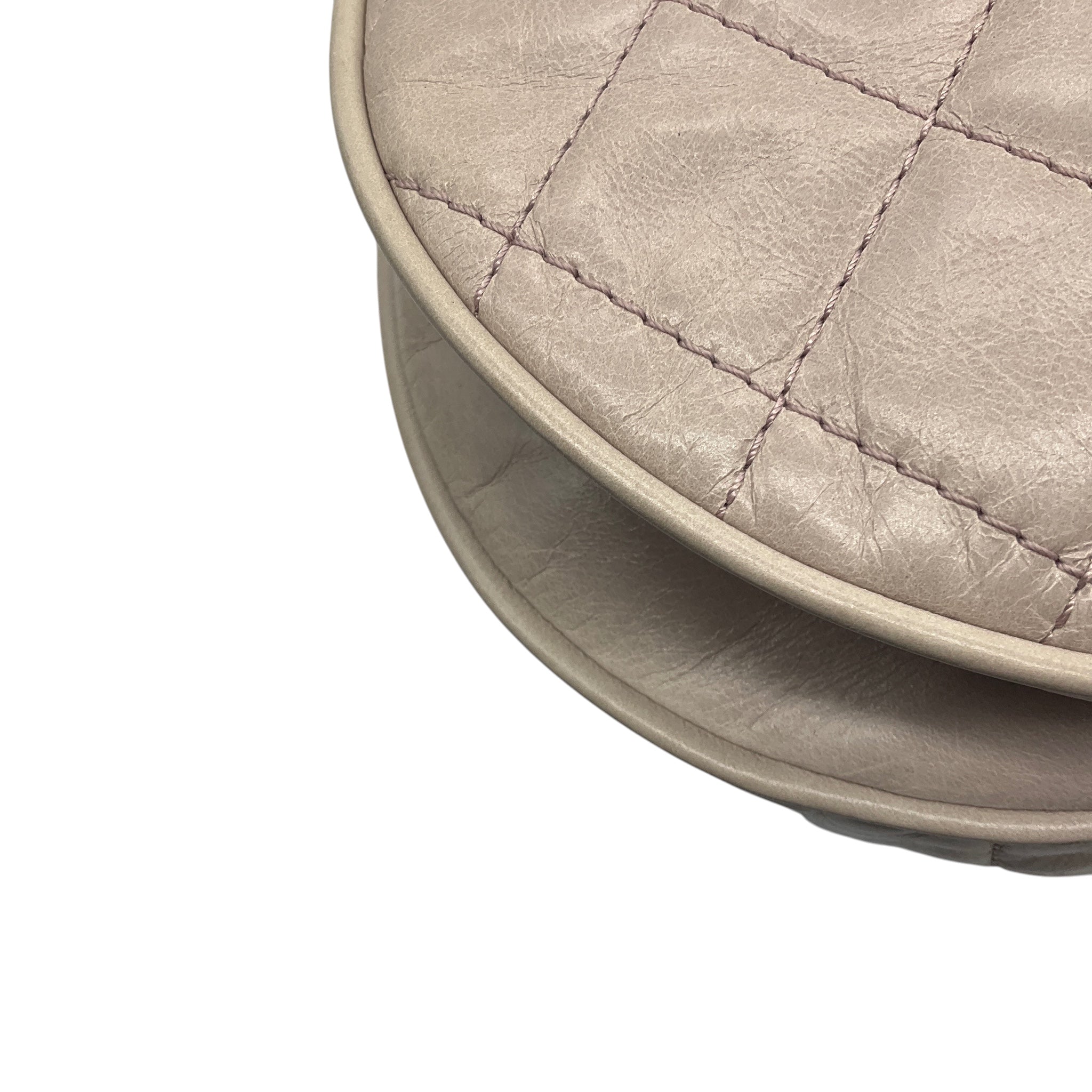 Chanel Light Lilac Quilted Aged Leather Bubble Flap Handbag