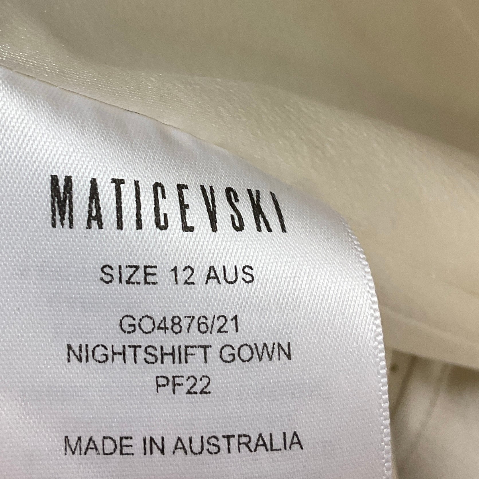 Maticevski Ivory Plaster Puncture Strapless Nightshift Gown