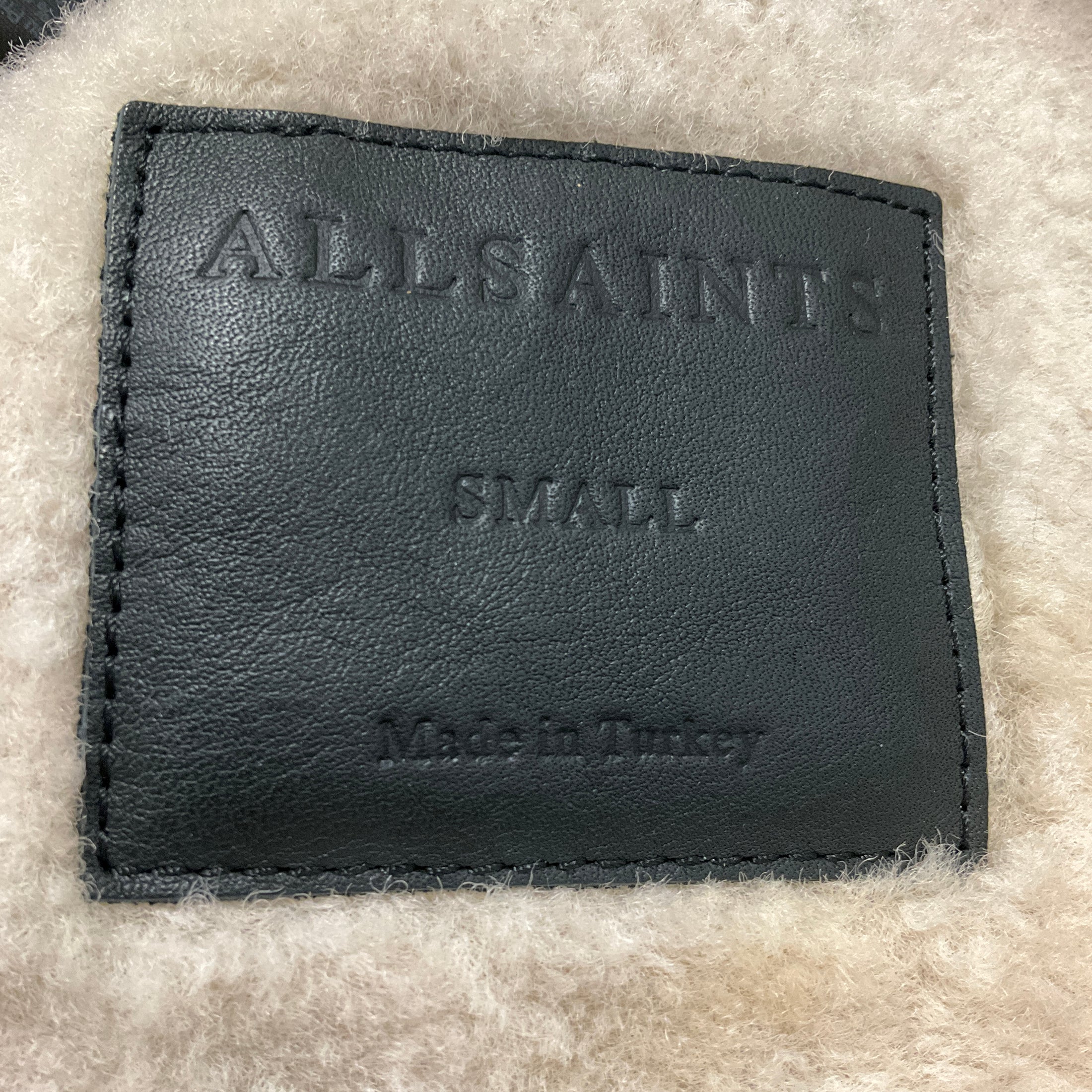 All Saints Powder Blue Hawley Oversized Shearling Biker Jacket