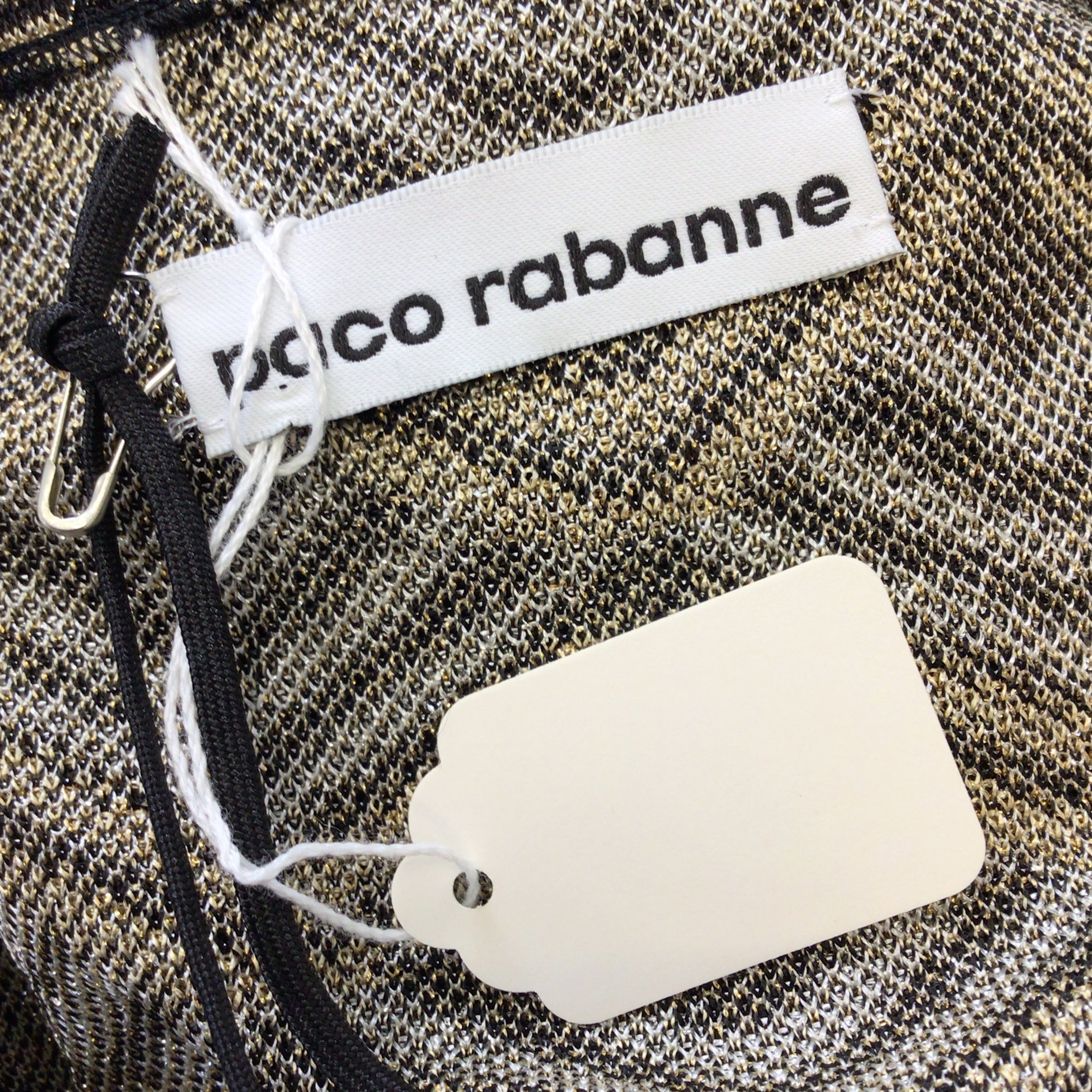 Paco Rabanne Gold / Black / Silver Metallic Geometric Patterned Knit Cardigan Sweater