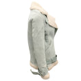 Load image into Gallery viewer, All Saints Powder Blue Hawley Oversized Shearling Biker Jacket
