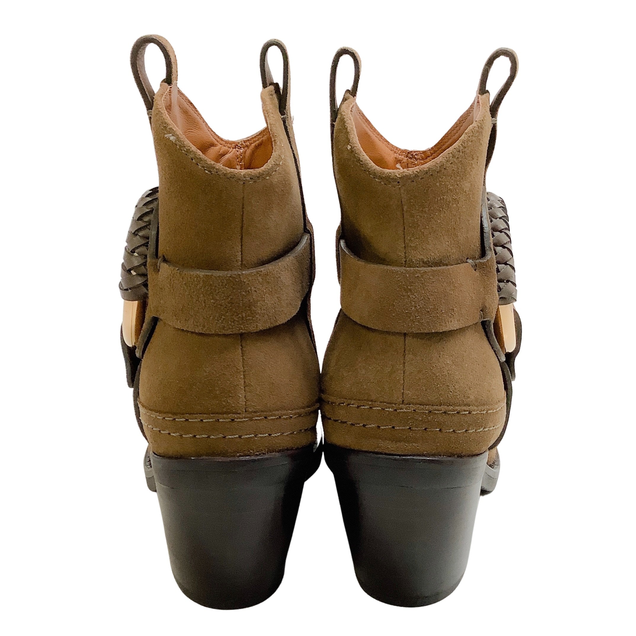 See by Chloe Military Green Suede Hanna Booties