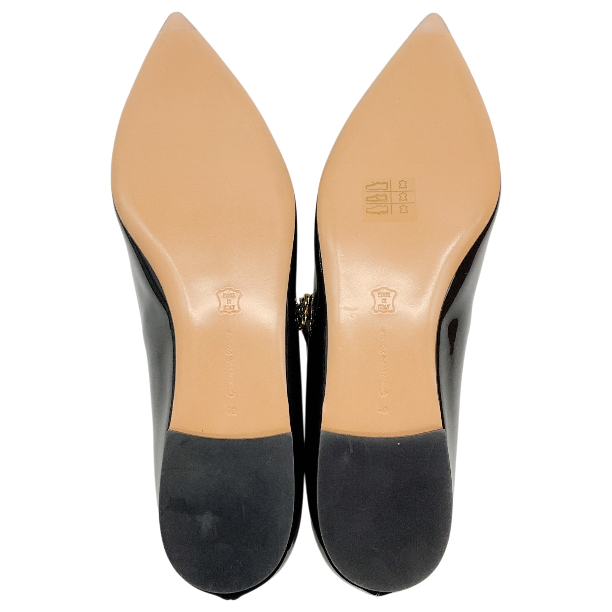Gianvito Rossi Black Patent Leather Ribbon Jane Flats