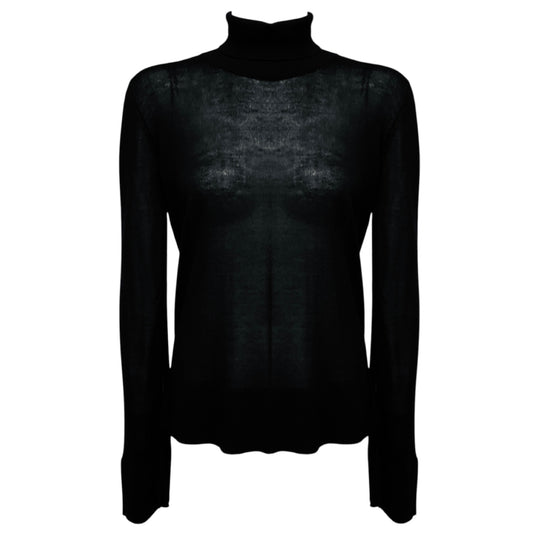 Toteme Black Slit Sleeve Turtleneck Sweater