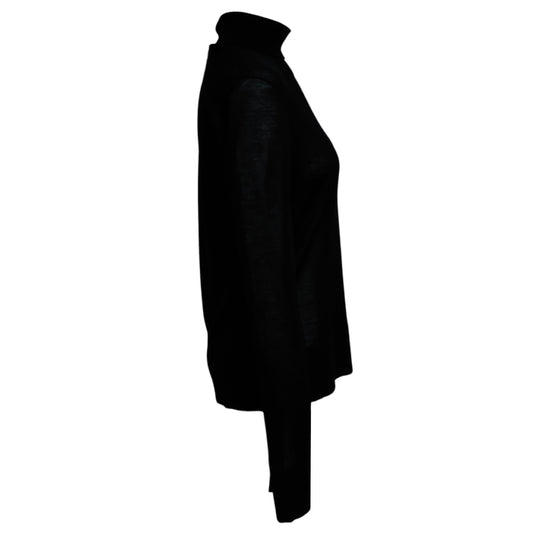 Toteme Black Slit Sleeve Turtleneck Sweater