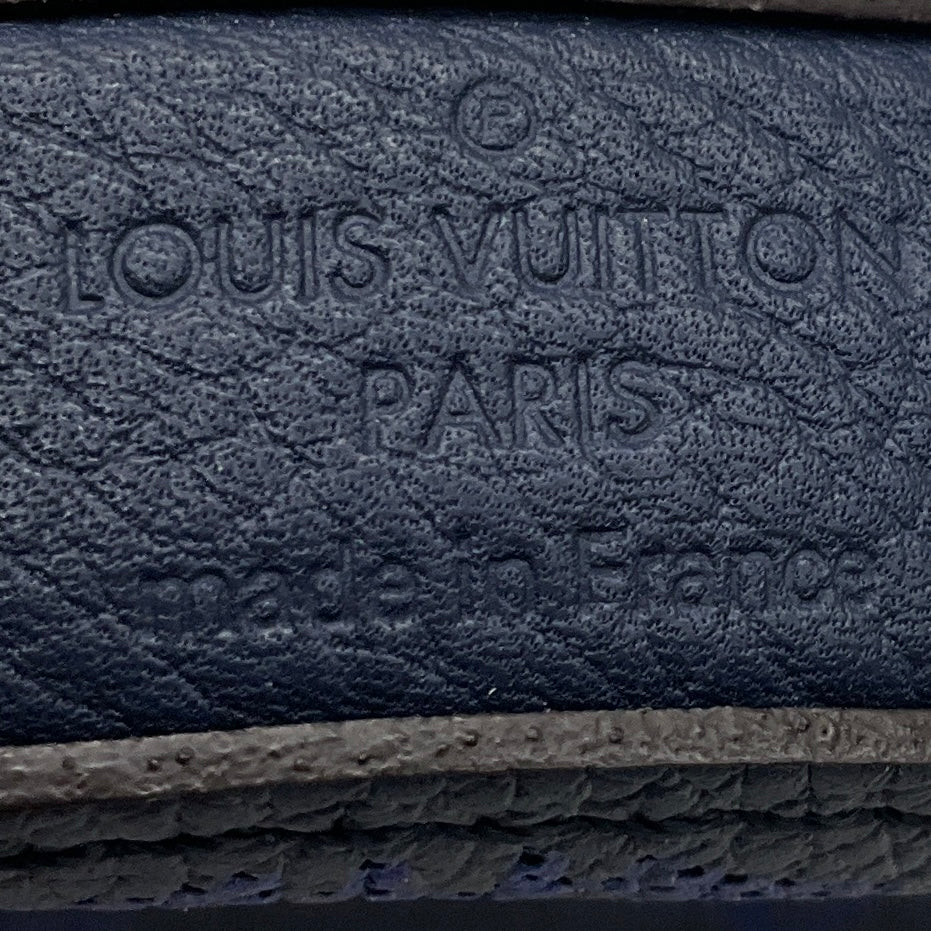 Louis Vuitton Navy Blue / Silver Chain Mahina Leather Bella Bucket Bag with Pouch