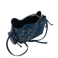 Load image into Gallery viewer, Louis Vuitton Navy Blue / Silver Chain Mahina Leather Bella Bucket Bag with Pouch
