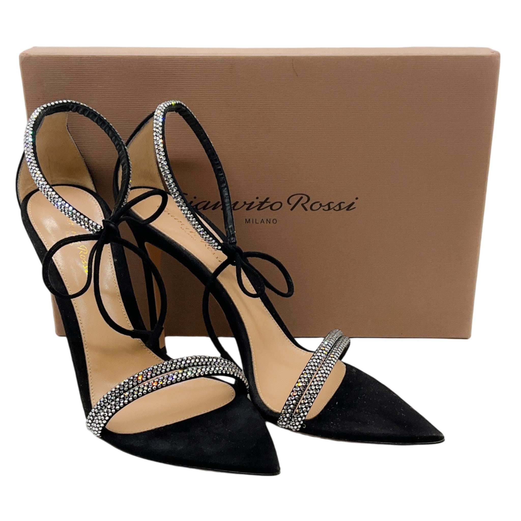 Gianvito Rossi Black Suede Montecarlo Sandals