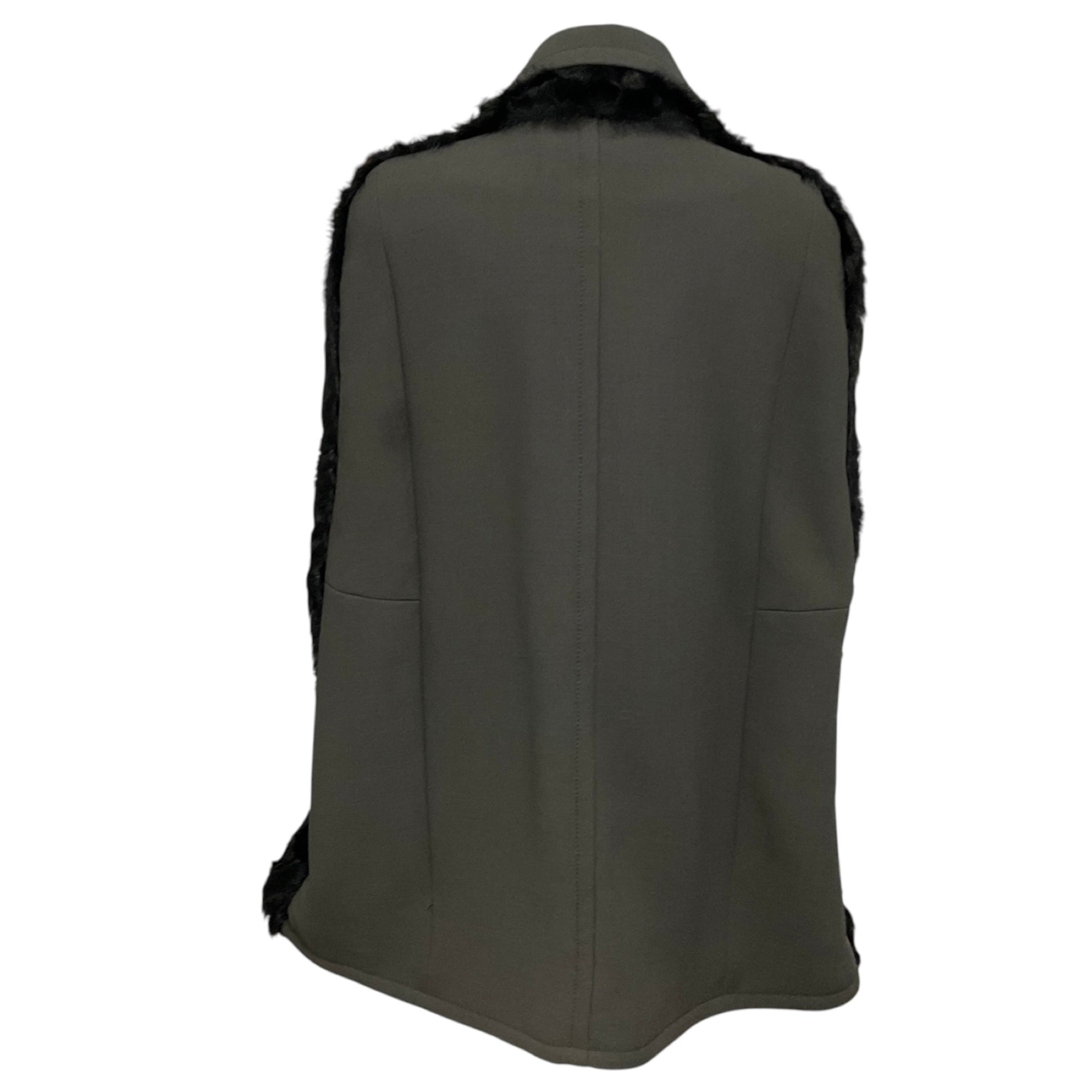 Marni Olive Green / Black Goat Fur and Wool Cape