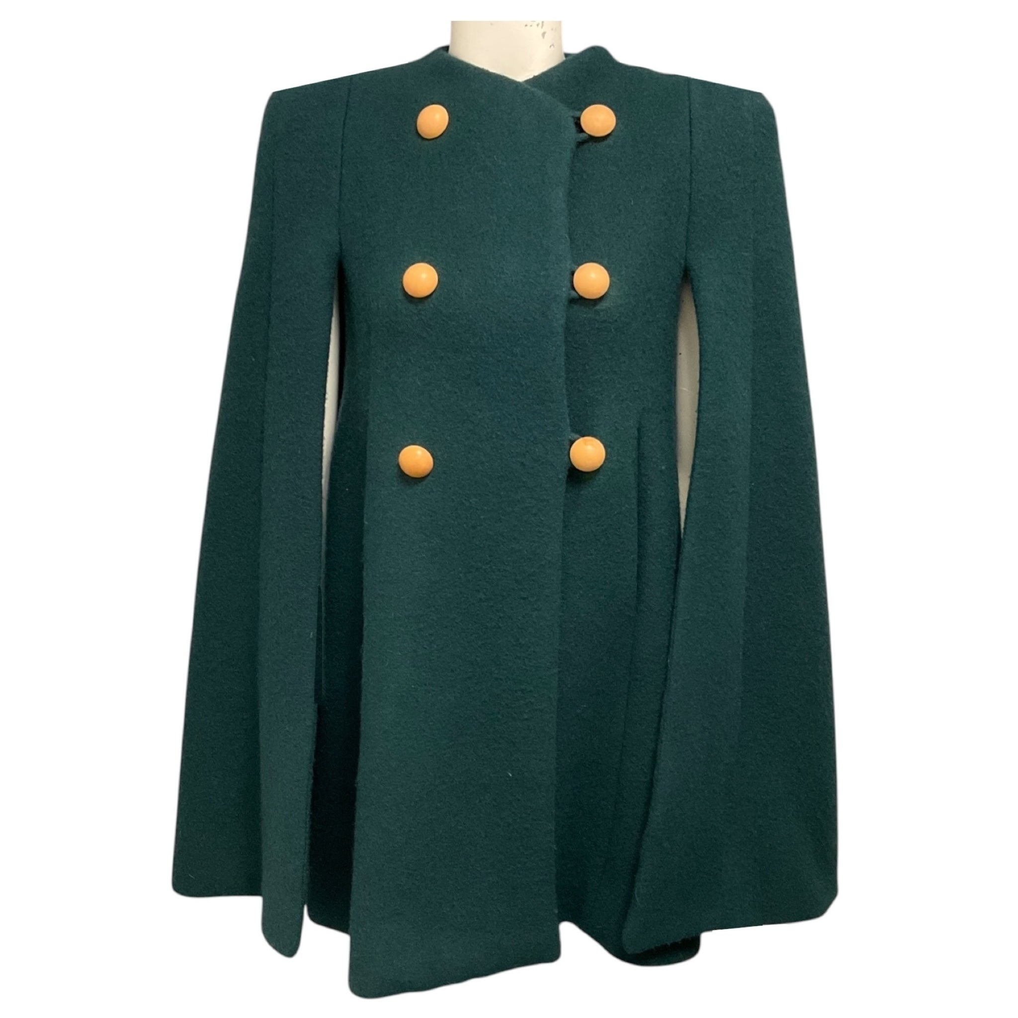 Chloe Lightless Green Wool and Mohair Cape