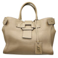 Load image into Gallery viewer, Roger Vivier Taupe Buckle Detail Pebbled Leather Double Top Handle Tote Handbag

