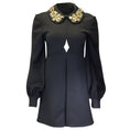 Load image into Gallery viewer, Carolina Herrera Black Bejeweled Collar Long Sleeved Crepe Dress
