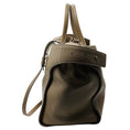 Load image into Gallery viewer, Roger Vivier Taupe Buckle Detail Pebbled Leather Double Top Handle Tote Handbag
