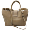 Load image into Gallery viewer, Roger Vivier Taupe Buckle Detail Pebbled Leather Double Top Handle Tote Handbag
