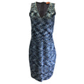Load image into Gallery viewer, Missoni Blue Multi Chevron Patterned Sleeveless V-Neck Knit Dress
