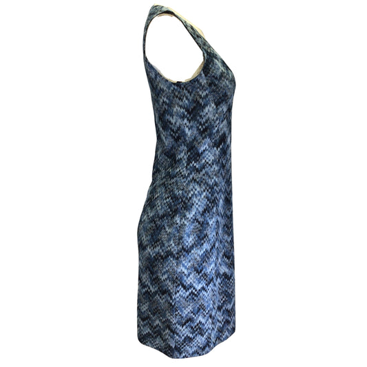 Missoni Blue Multi Chevron Patterned Sleeveless V-Neck Knit Dress