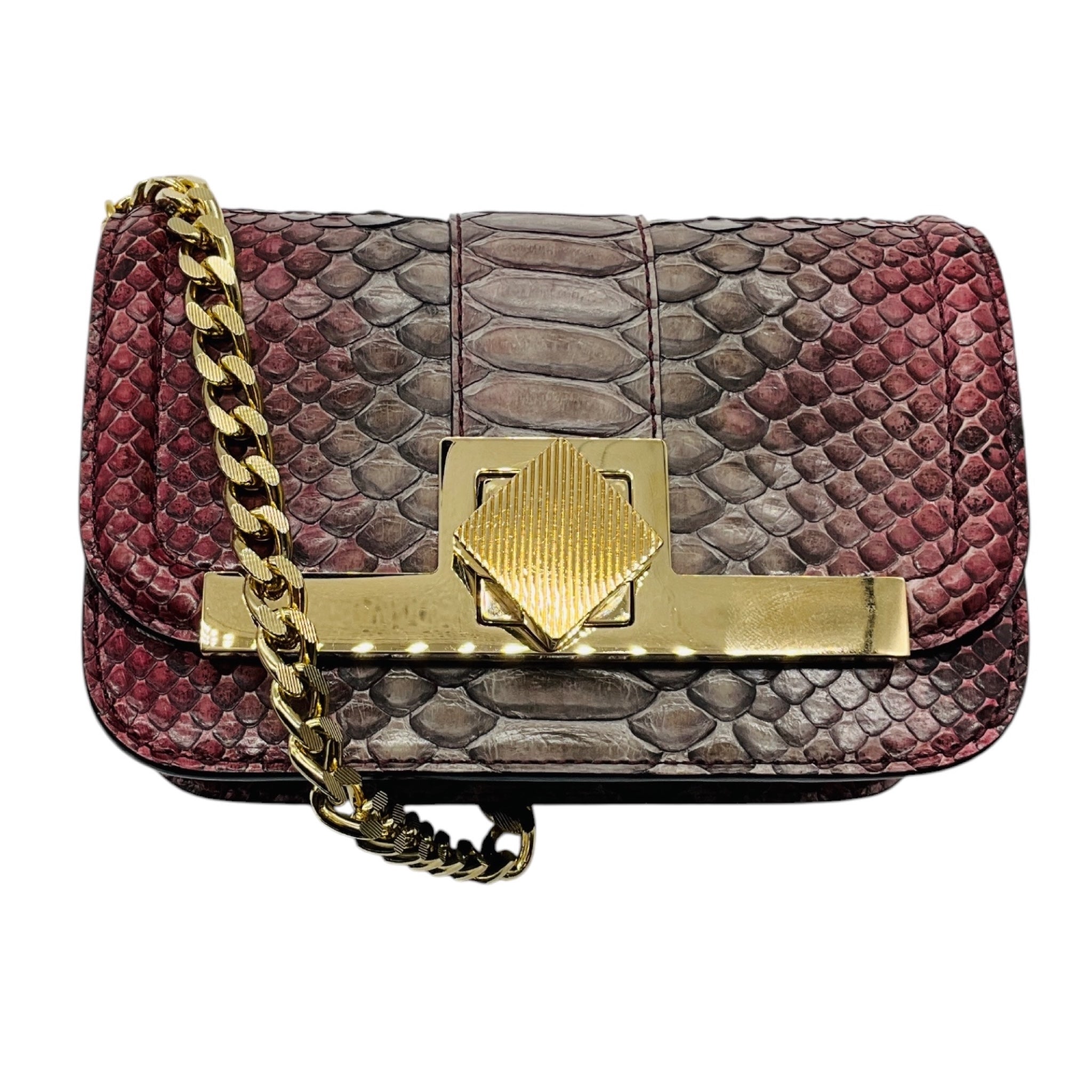 Kiton Purple Ombre Effect Python Skin Leather Crossbody Evening Bag