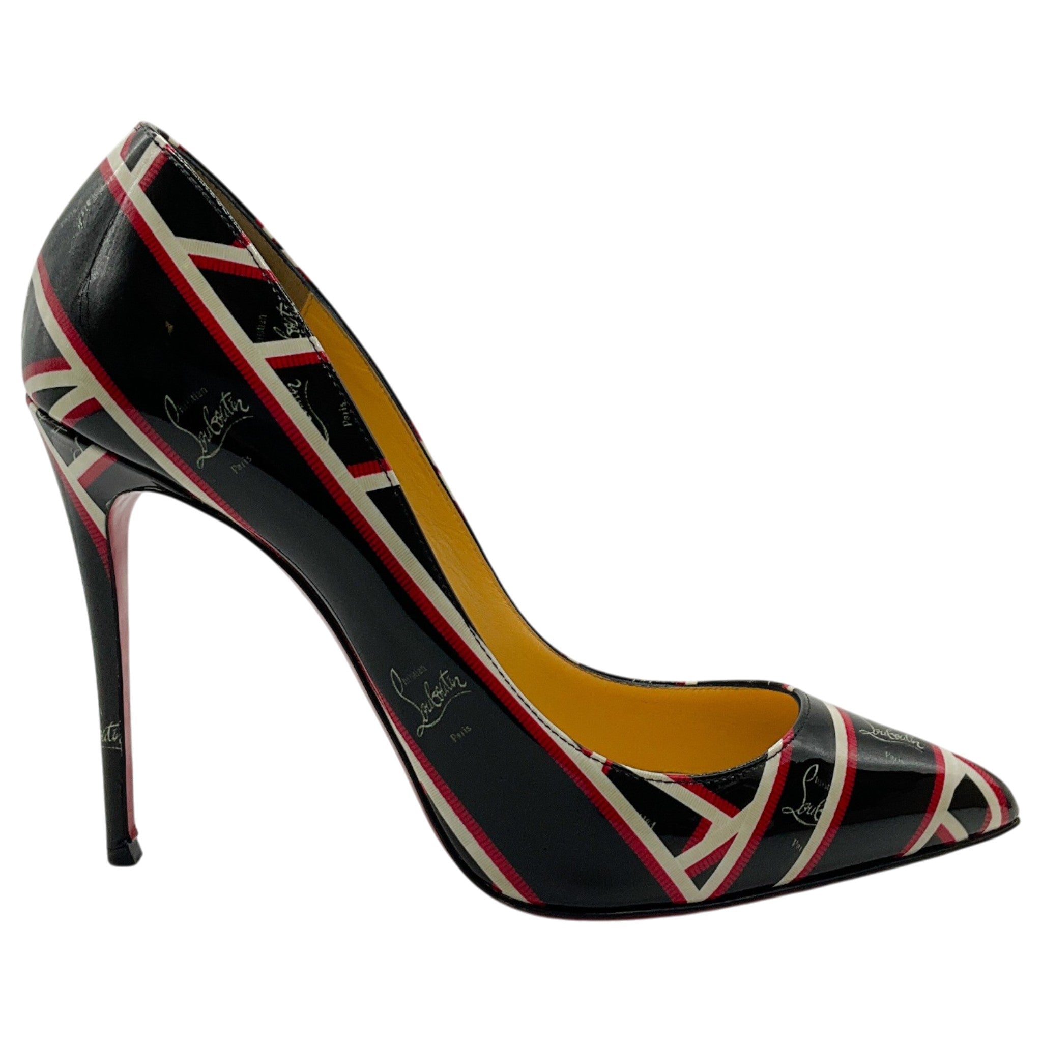 Christian Louboutin Black / Red Patent Leather Ribbon Pigalle Follies 100 Pumps
