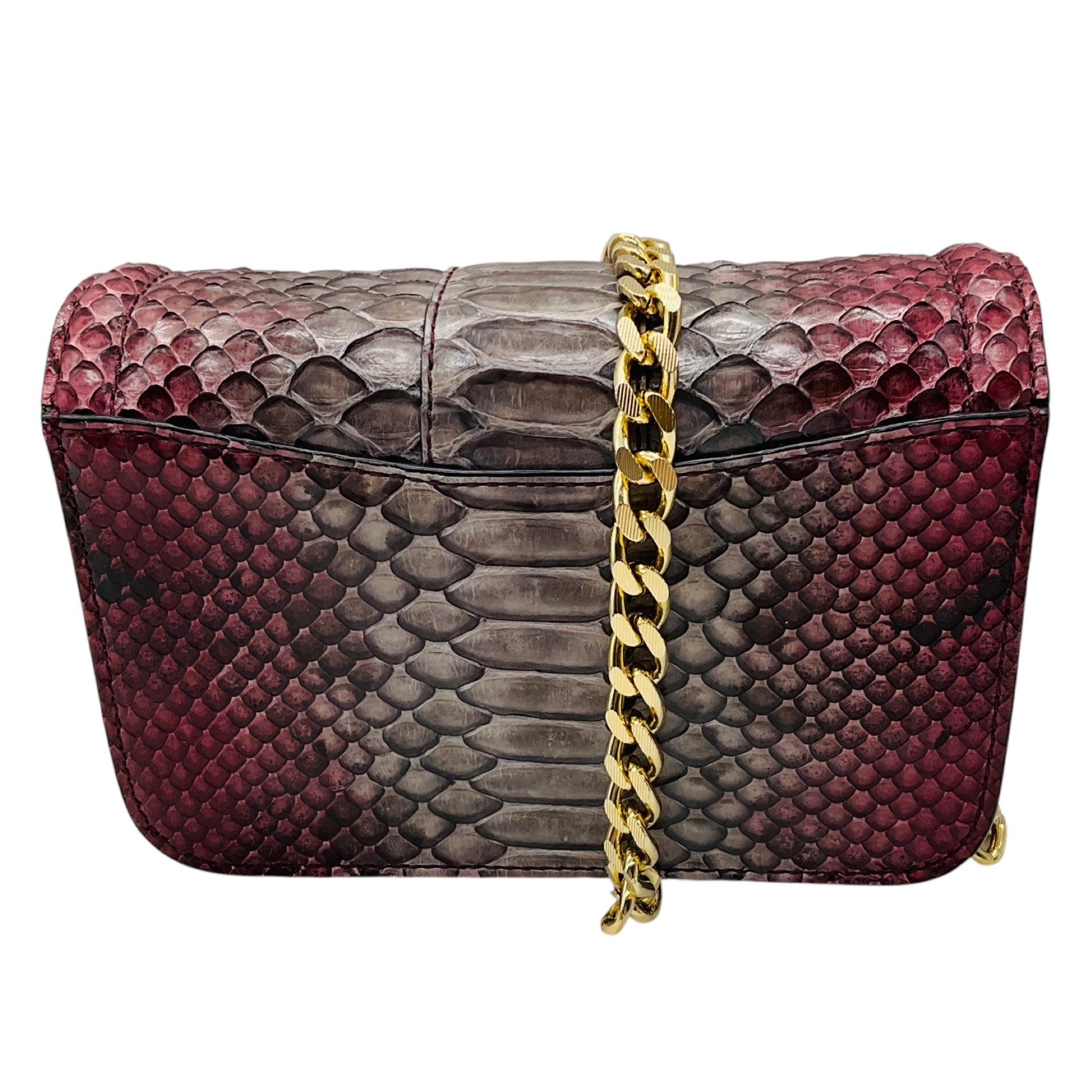 Kiton Purple Ombre Effect Python Skin Leather Crossbody Evening Bag