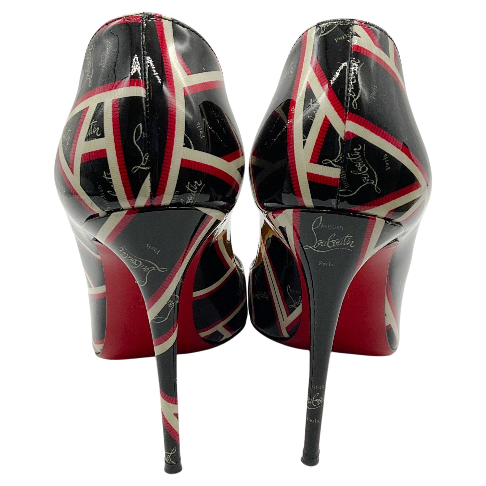 Christian Louboutin Black / Red Patent Leather Ribbon Pigalle Follies 100 Pumps